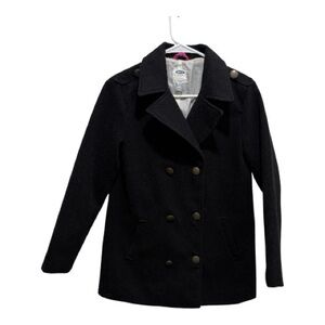 Girls Old Navy Black Double-Breasted Pea Coat – Size XL(14) —Warm, Classic Style